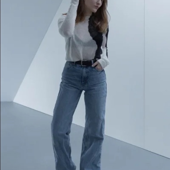 ASOS Color block Sheer Sweater Black and Offt white c - Picture 10 of 12